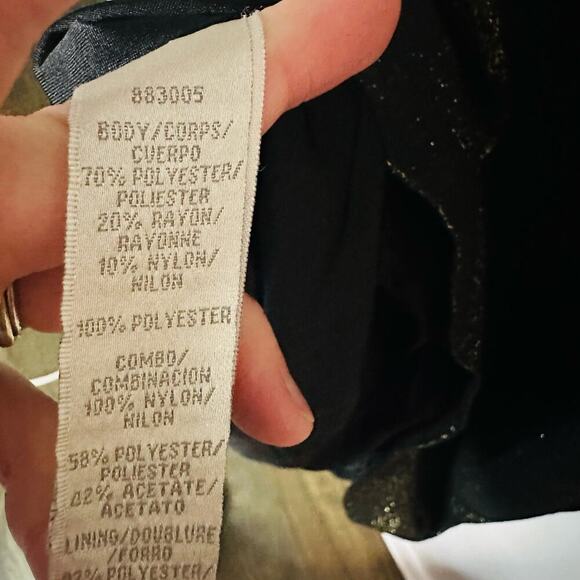 Theia Gold & Black Midnight Lace Crewneck Lace See Through Sheath Dress Size 6 - Picture 13 of 16